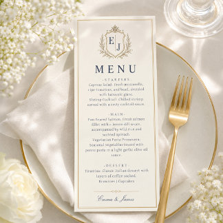 Elegant Monogram Ouderwets Geld Trouwdiner Menu