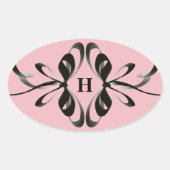Elegant Monogram Ovale Sticker met Artistic Black (Voorkant)