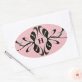 Elegant Monogram Ovale Sticker met Artistic Black (Envelop)