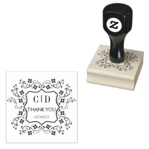 Elegant Monogram Paar Dank je bruiloft Rubberstempel