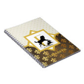 Elegant Monogram Paard Hond Goud Brons Fleurdelys Notitieboek (Rechterzijde)