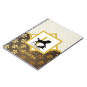 Elegant Monogram Paard Hond Goud Brons Fleurdelys Notitieboek (Linkerzijde)