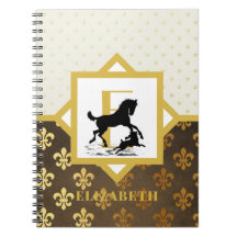 Elegant Monogram Paard Hond Goud Brons Fleurdelys