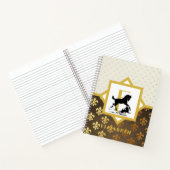 Elegant Monogram Paard Hond Goud Bronzen Fleurdely Notitieboek (Binnen)