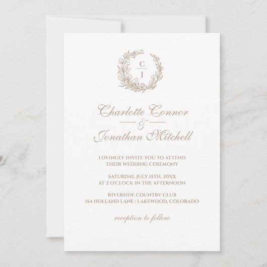 Elegant Monogram & Paar's Foto Bruiloft Kaart (Voorkant)