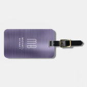 Elegant Monogram Paars geborsteld metaal Bagagelabel (Voorkant horizontaal)