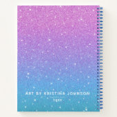 Elegant Monogram Paars Glitter Sketchbook Notitieboek (Achterkant)