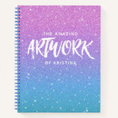 Elegant Monogram Paars Glitter Sketchbook Notitieboek (Voorkant)