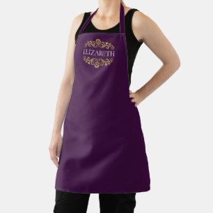 Elegant Monogram paars Gold Apron Schort