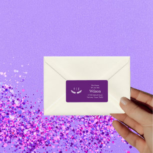 Elegant Monogram Paars Jewel Tone Return Address Etiket