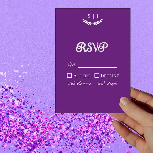 Elegant Monogram Paars Jewel Tone RSVP-kaart Kaart