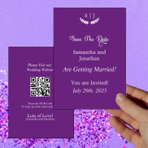 Elegant Monogram Paars Jewel Tone Save Date Kaart