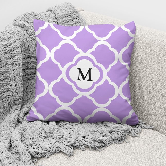 Elegant Monogram Paars Patroon Kussen (Creator heeft geüpload)