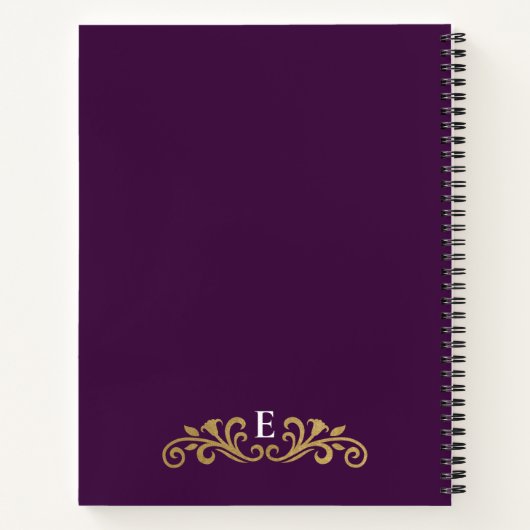 Elegant Monogram Paars Sketchbook Notitieboek (Achterkant)