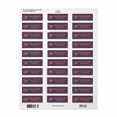 Elegant Monogram paars terugkeeradres Etiket (Full Sheet)