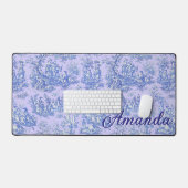 Elegant Monogram Paars Turquoise Toile De Jouy Bureaumat (Keyboard & Muis)