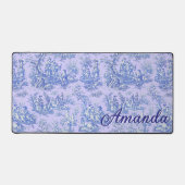 Elegant Monogram Paars Turquoise Toile De Jouy Bureaumat (Voorkant)
