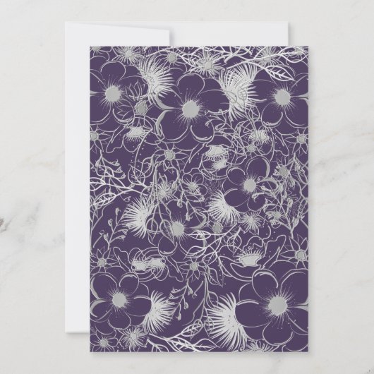 Elegant Monogram Paars Wedding Kaart (Achterkant)