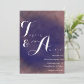 Elegant Monogram Paars Wedding Save The Date (Staand voorkant)