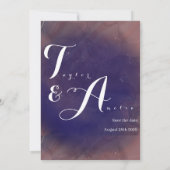 Elegant Monogram Paars Wedding Save The Date (Achterkant)