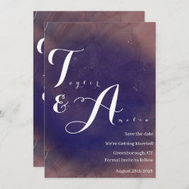 Elegant Monogram Paars Wedding Save The Date