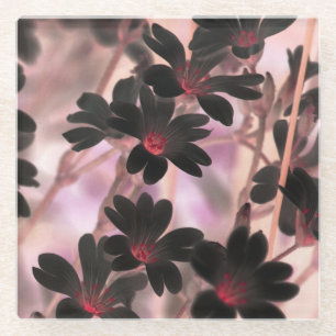 Elegant Monogram Paarse Bloemen Glazen Onderzetter