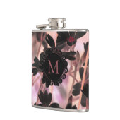 Elegant Monogram Paarse Bloemen Heupfles (Links)