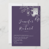 Elegant Monogram Paarse Bruiloft Kaart (Voorkant)