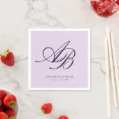 Elegant Monogram Paarse Bruiloft Servet (Insitu)