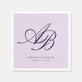 Elegant Monogram Paarse Bruiloft Servet (Voorkant)