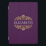 Elegant Monogram paarse Gouden Chic iPad Pro Hoesj iPad Pro Cover<br><div class="desc">Een mooie paarse en gouden iPad. Geweldig voor terug naar school. Voeg jouw naam toe tussen de gouden bloesem aan de voorkant. Ontworpen voor u door Blackberry Boulevard.</div>