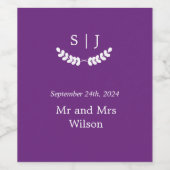 Elegant Monogram Paarse Jewel Tone Wijn Etiket (Enkel label)