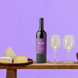 Elegant Monogram Paarse Jewel Tone Wijn Etiket