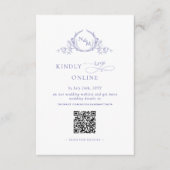 Elegant monogram Paarse RSVP Online, QR-code Informatiekaartje (Voorkant)