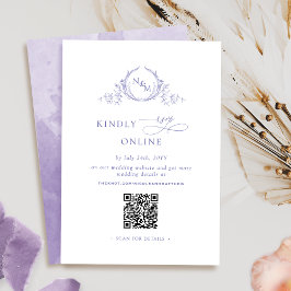 Elegant monogram Paarse RSVP Online, QR-code Informatiekaartje