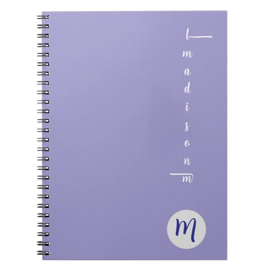 Elegant Monogram Paarse Script Kantoor School Notitieboek (Voorkant)