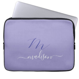 Elegant Monogram Paarse Script Office School Laptop Sleeve