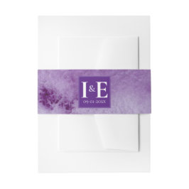 Elegant Monogram Paarse Waterverf Wash Weddenschap Uitnodigingen Wikkel
