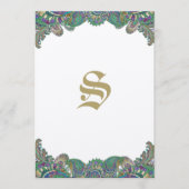 Elegant Monogram Paisley Pauw Kleuren Bruiloft Menu (Voorkant)