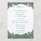 Elegant Monogram Paisley Pauw Kleuren Bruiloft Menu (Achterkant)