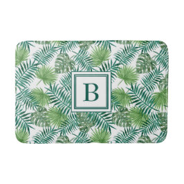 Elegant Monogram Palm Leaves Patroon Badmat