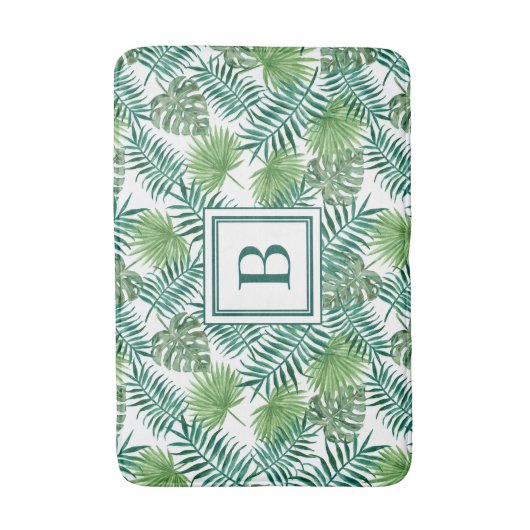Elegant Monogram Palm Leaves Patroon Badmat (Voorkant Verticaal)