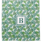 Elegant Monogram Palmenbladeren Patroon Douchegordijn (Voorkant)