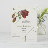 Elegant Monogram Papaya zweep bloei Tulpen bruilof Kaart (Staand voorkant)