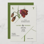 Elegant Monogram Papaya zweep bloei Tulpen bruilof Kaart (Voorkant / Achterkant)