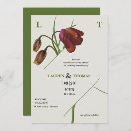 Elegant Monogram Papaya zweep bloei Tulpen bruilof Kaart