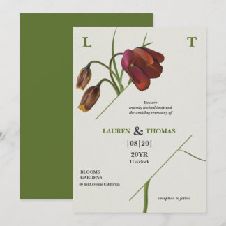 Elegant Monogram Papaya zweep bloei Tulpen bruilof Kaart