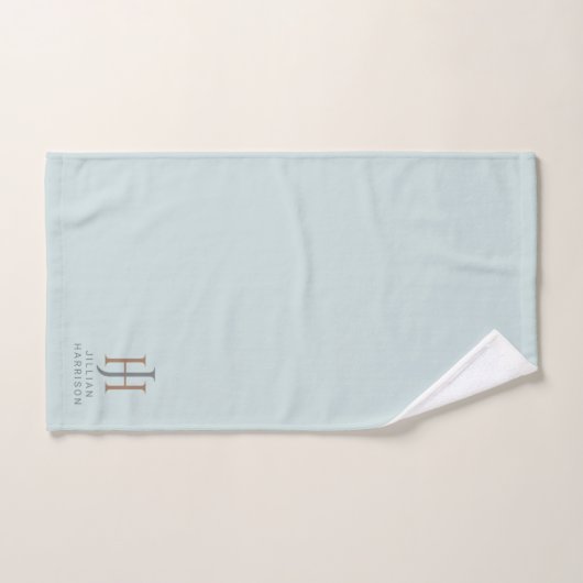 Elegant monogram pastel aqua blauw bad handdoek (Handdoek)