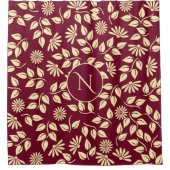 Elegant Monogram Pastel blaast Daisies Burgundy Douchegordijn (Voorkant)