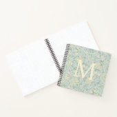 Elegant Monogram Pastel Green Jasmine Floral Notitieboek (Binnen)